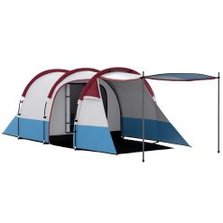 Outsunny Tienda de Campaña Familiar para 2-3 Personas Tienda de Camping Plegable con 2 Habitaciones y Bolsa de Transporte Impermeable para Senderismo 420x200x150 cm Multicolor
