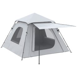 Outsunny Tienda de Campaña Pop-up para 2-3 Personas Portátil Tienda de Camping Ligero Impermeable 2000 mm Protección UV50+ Tienda de Acampada con Ventana 210x210x150 cm Plata